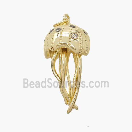 Copper Jellyfish Pendant Pave Zirconia Gold Plated