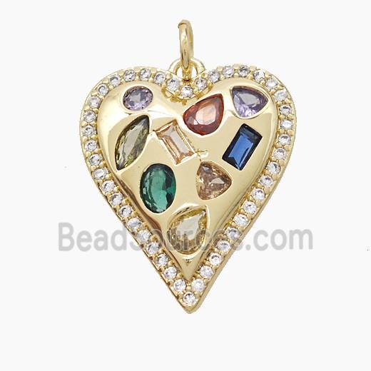 Copper Heart Pendant Pave Zirconia Gold Plated
