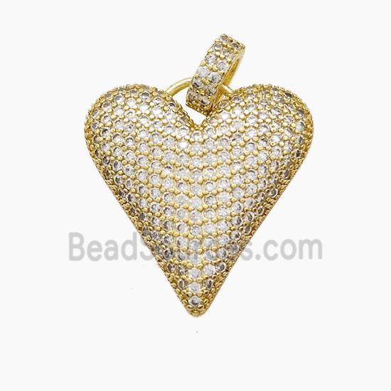 Copper Heart Pendant Micropave Zirconia Gold Plated