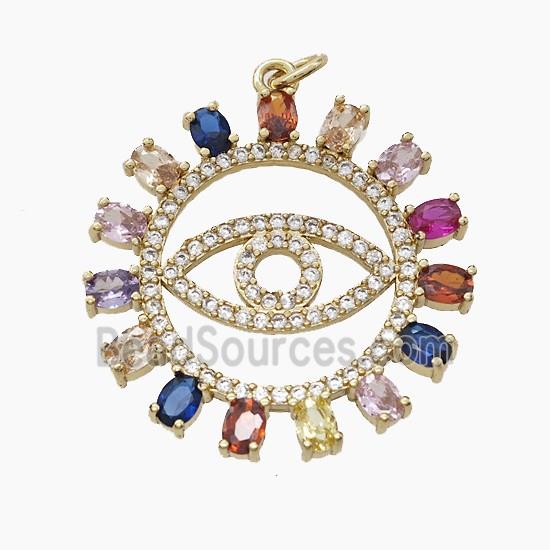 Copper Eye Pendant Pave Zirconia Gold Plated