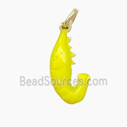 Copper Shrimp Pendant Yellow Painted Gold Plated