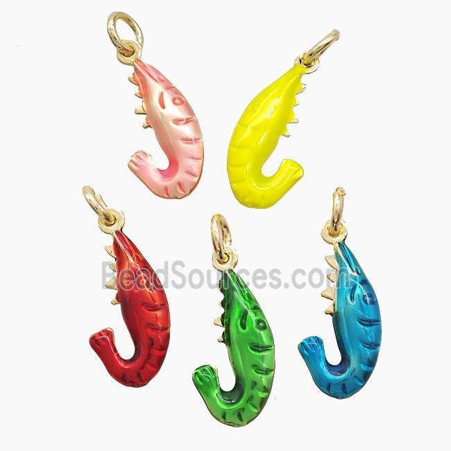 Copper Shrimp Pendant Painted Gold Plated Mixed