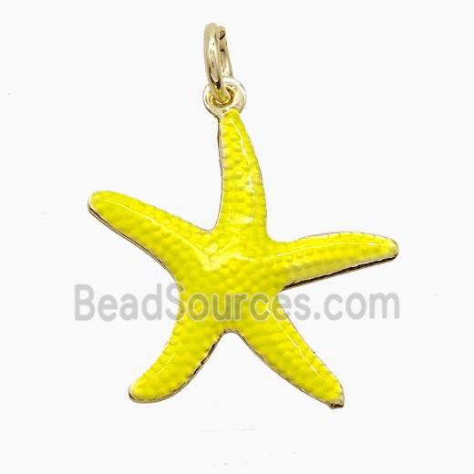 Copper Starfish Pendant Yellow Painted Gold Plated