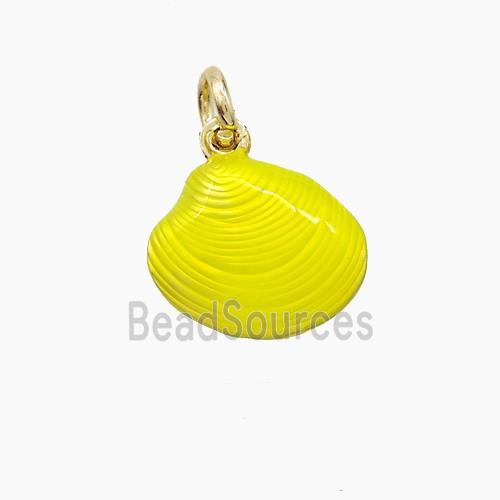 Copper Scallop Shell Pendant Yellow Painted Gold Plated