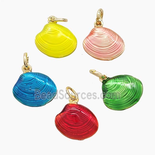 Copper Scallop Shell Pendant Painted Gold Plated Mixed