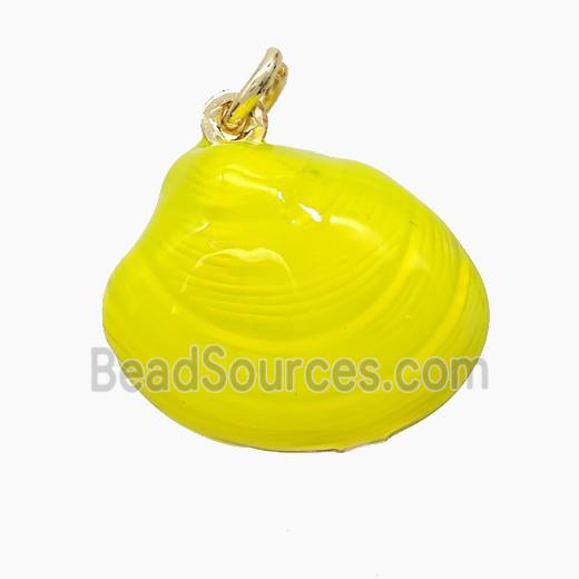 Copper Scallop Shell Pendant Yellow Painted Gold Plated