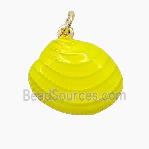 Copper Scallop Shell Pendant Yellow Painted Gold Plated