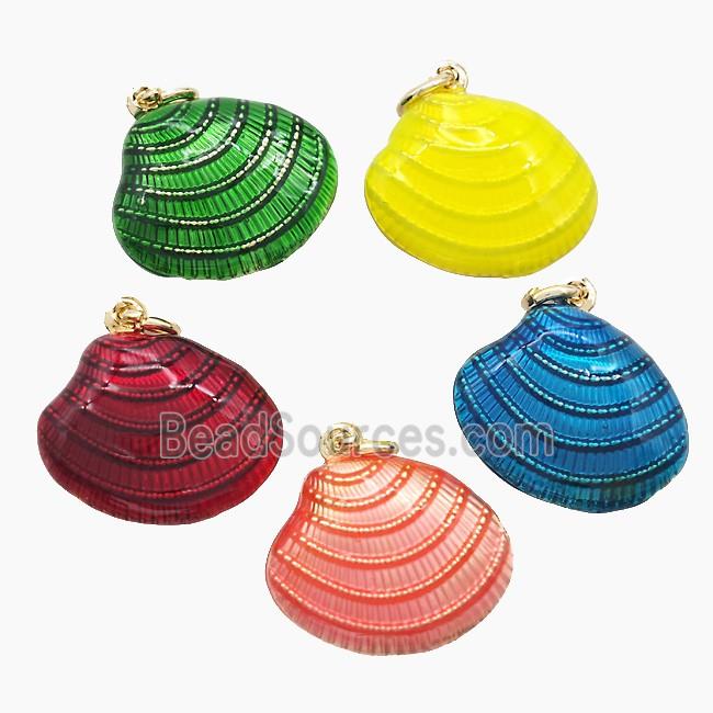 Copper Scallop Shell Pendant Painted Gold Plated Mixed
