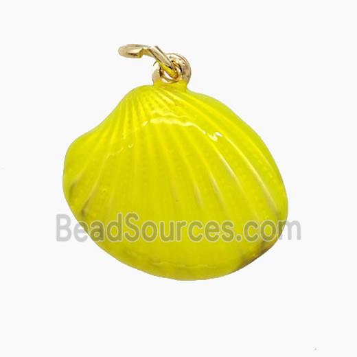 Copper Scallop Shell Pendant Yellow Painted Gold Plated