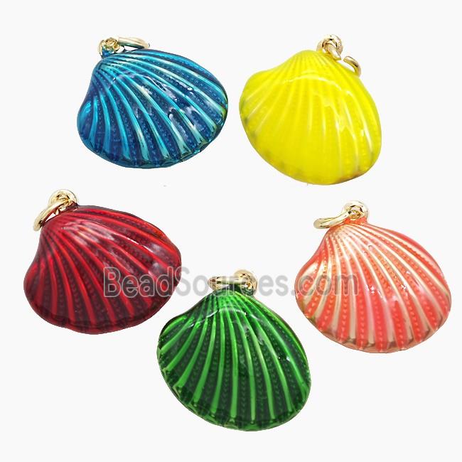 Copper Scallop Shell Pendant Painted Gold Plated Mixed