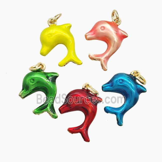Copper Dolphin Pendant Painted Gold Plated Mixed