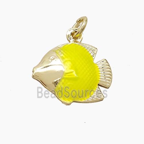 Copper Fish Pendant Yellow Painted Gold Plated