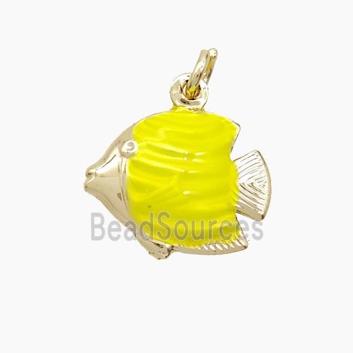 Copper Fish Pendant Yellow Painted Gold Plated