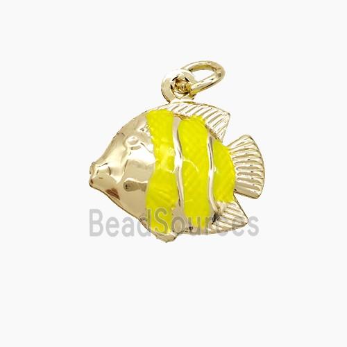 Copper Fish Pendant Yellow Painted Gold Plated