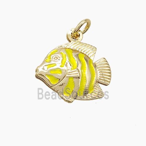 Copper Fish Pendant Yellow Painted Gold Plated