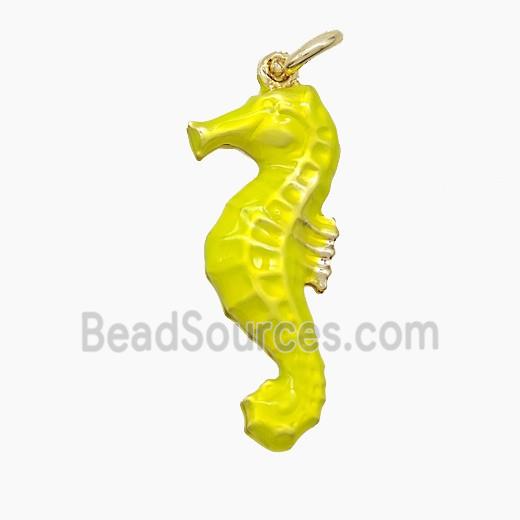Copper Seahorse Pendant Yellow Painted Gold Plated