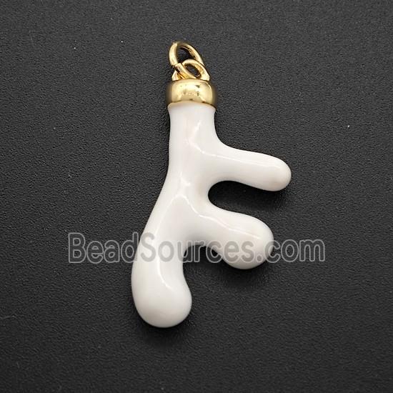 Copper Deer Breast Pendant White Enamel Gold Plated