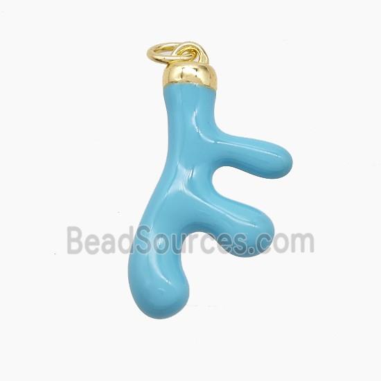 Copper Deer Breast Pendant Turqblue Enamel Gold Plated