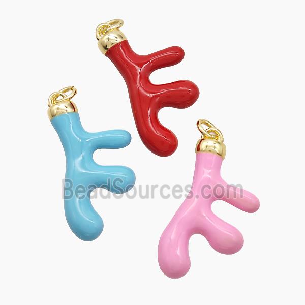 Copper Deer Breast Pendant Enamel Gold Plated Mixed