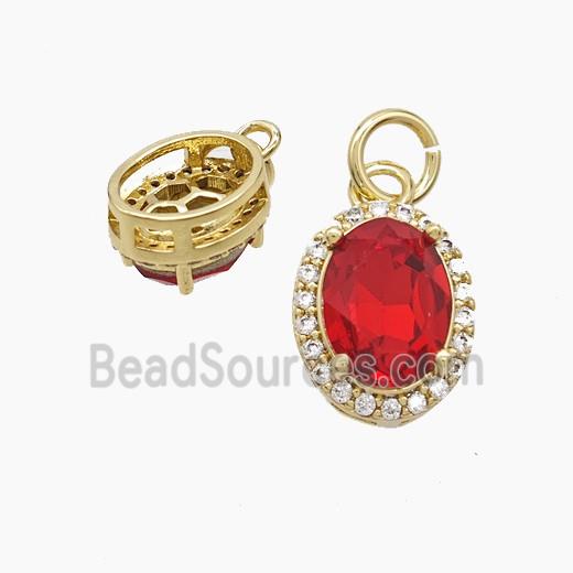 Copper Oval Pendant Pave Crystal Glass Gold Plated