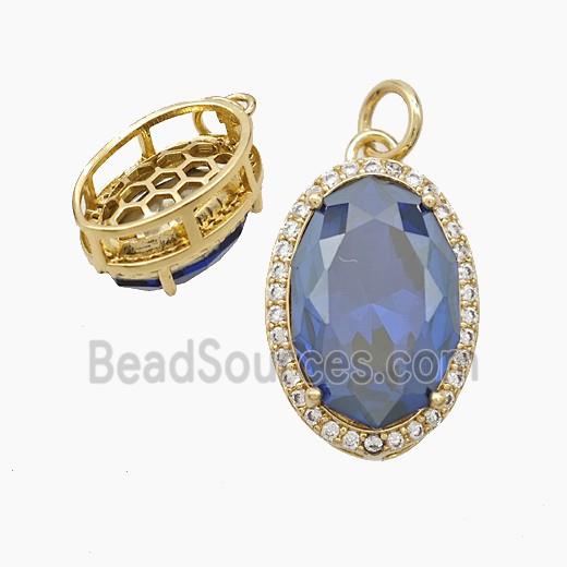 Copper Oval Pendant Pave Crystal Glass Gold Plated