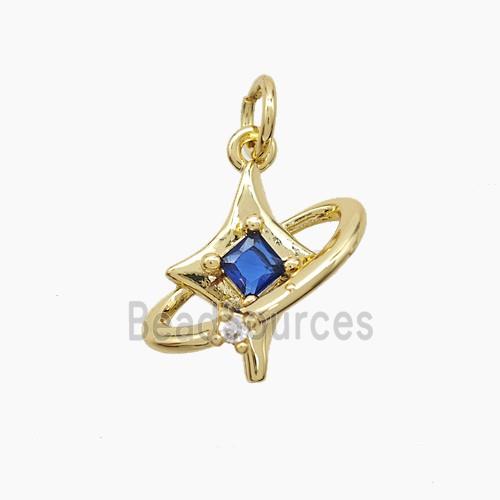Copper Star Pendant Pave Zirconia Gold Plated