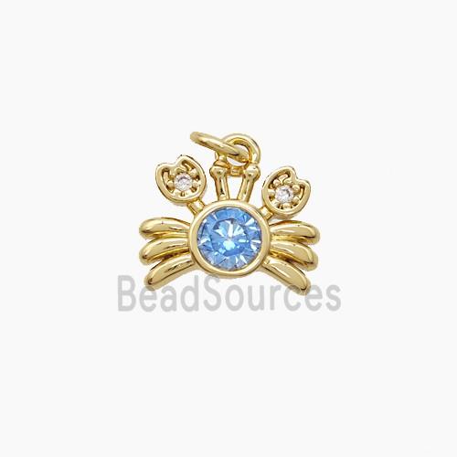 Copper Crab Pendant Pave Zirconia Gold Plated