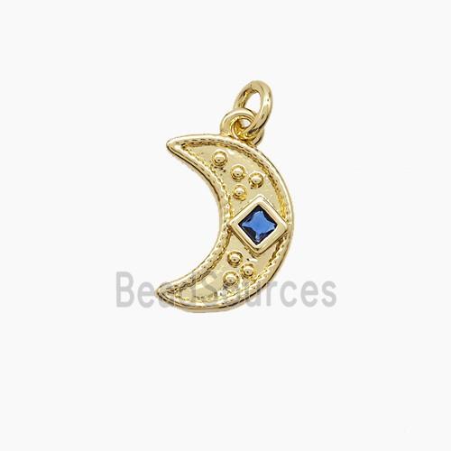 Copper Moon Pendant Pave Zirconia Gold Plated