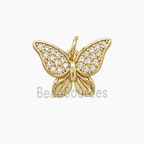 Copper Butterfly Pendant Pave Zirconia Gold Plated