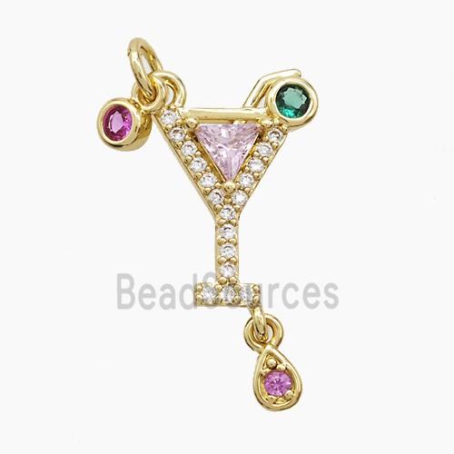 Copper Winecup Pendant Pave Zirconia Gold Plated
