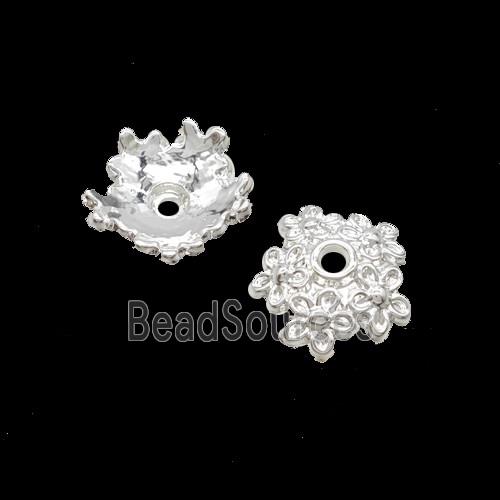 Copper Beadcaps Shiny Silver