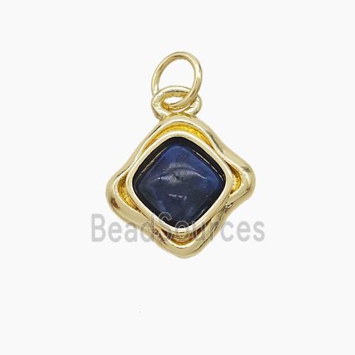 Copper Square Pendant Pave Cateye Gold Plated