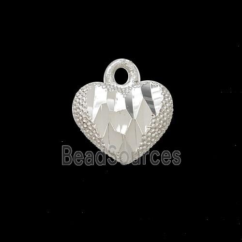 Copper Heart Pendant Shiny Silver