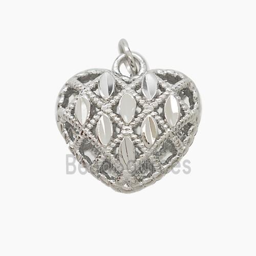 Copper Heart Pendant Hollow Platinum Plated