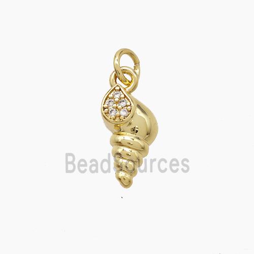 Copper Oyster Shell Pendant Pave Zirconia Gold Plated