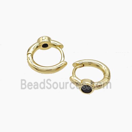 Copper Hoop Earrings Pave Zirconia Gold Plated