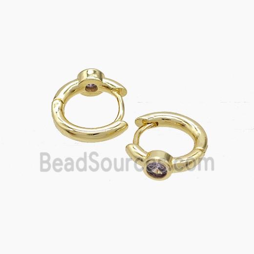 Copper Hoop Earrings Pave Zirconia Gold Plated