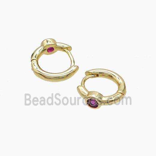 Copper Hoop Earrings Pave Zirconia Gold Plated