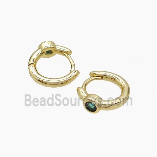 Copper Hoop Earrings Pave Zirconia Gold Plated