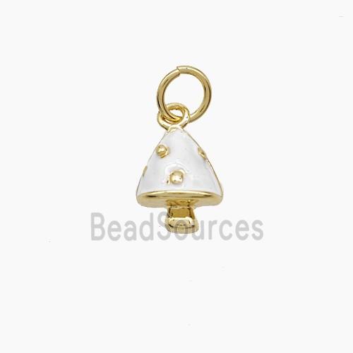 Copper Mushroom Pendant White Enamel Gold Plated