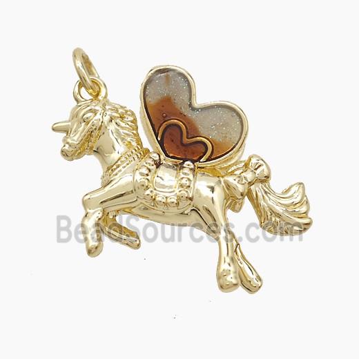 Copper Unicorn Pendant Gold Plated