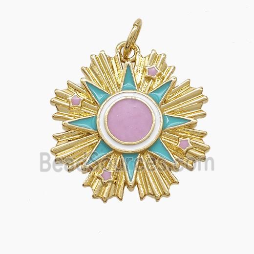 Copper Sun Pendant Enamel Gold Plated