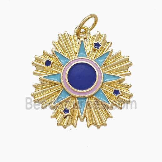 Copper Sun Pendant Enamel Gold Plated