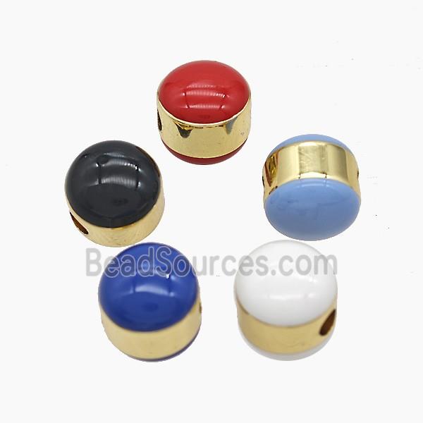 Copper Button Beads Enamel Gold Plated Mixed
