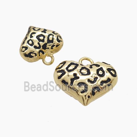 Copper Heart Pendant Black Enamel Gold Plated