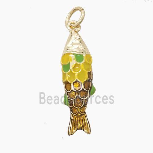 Copper Fish Pendant Multicolor Enamel Gold Plated