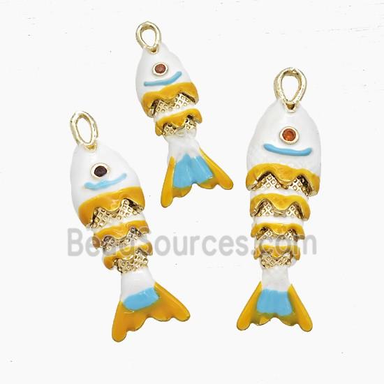Copper Fish Pendant White Enamel Gold Plated