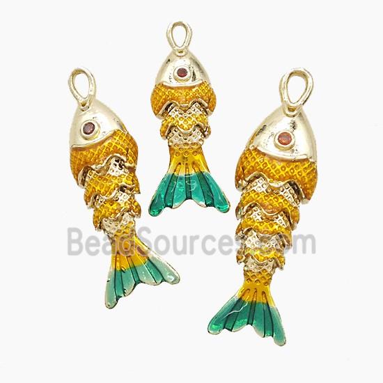 Copper Fish Pendant Yellow Painted Gold Plated