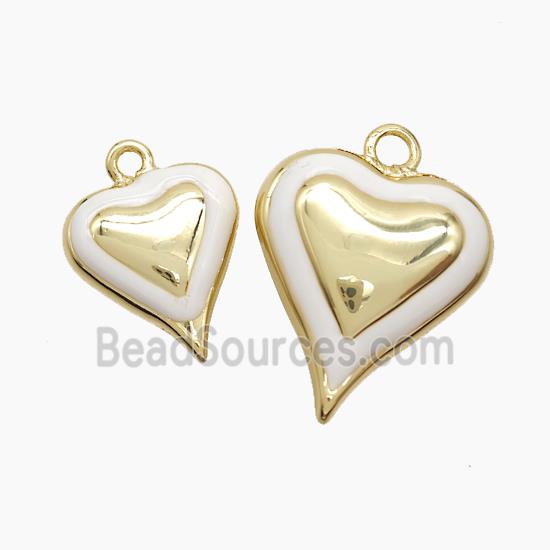 Copper Heart Pendant White Enamel Gold Plated
