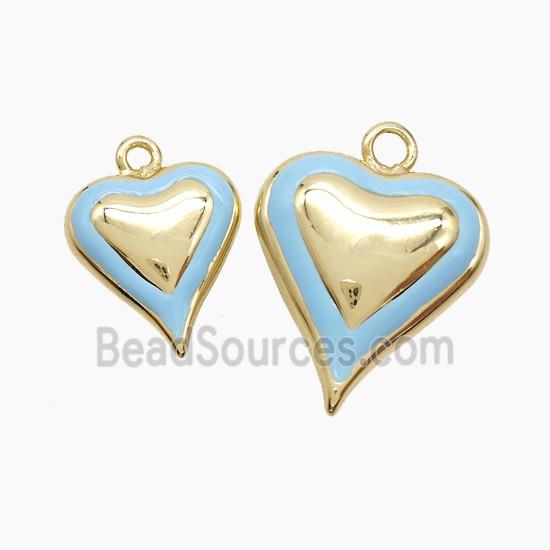 Copper Heart Pendant Blue Enamel Gold Plated